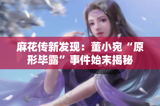 麻花传新发现：董小宛“原形毕露”事件始末揭秘