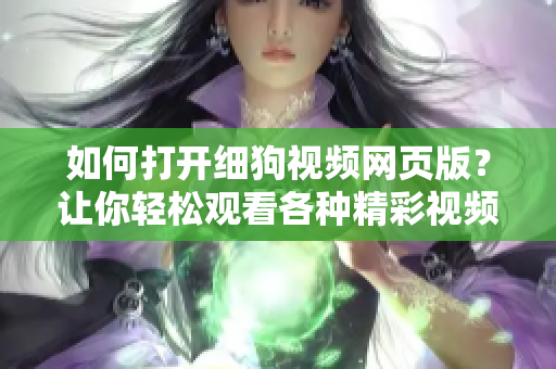 如何打开细狗视频网页版？让你轻松观看各种精彩视频